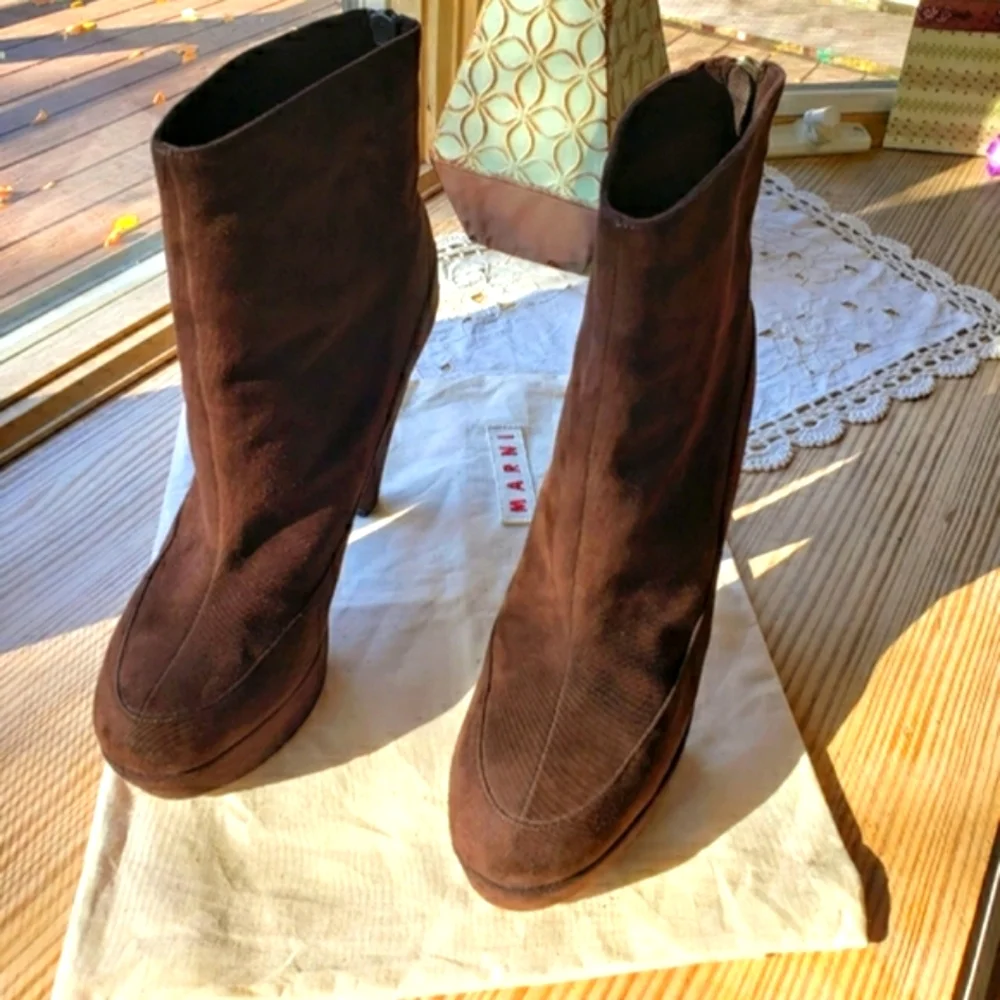 Marni HL Ankle Suede Leather Boots Style:#STMS616G12 EURO 40 US 9-9.5 - Picture 4 of 13